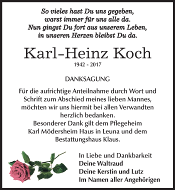 Traueranzeige von Karl-Heinz Koch von Mitteldeutsche Zeitung Merseburg/Querfurt