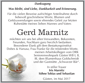 Traueranzeige von Gerd Marnitz von Mitteldeutsche Zeitung Bernburg