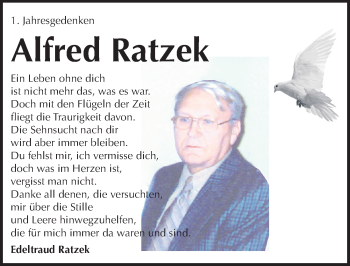 Traueranzeige von Alfred Ratzek von Mitteldeutsche Zeitung Wittenberg
