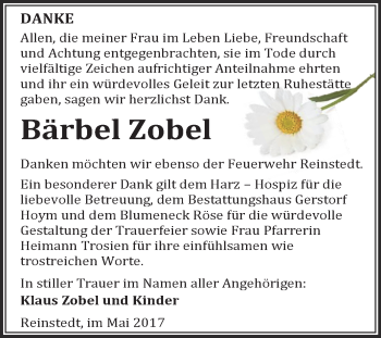 Traueranzeige von Bärbel Zobel von Super Sonntag Aschersleben