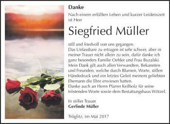 Traueranzeige von Siegfried Müller von Super Sonntag Zeitz