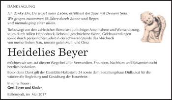 Traueranzeige von Heidelies Beyer von WVG - Wochenspiegel Quedlinburg