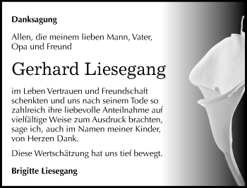 Traueranzeige von Gerhard Liesegang von Mitteldeutsche Zeitung Halle/Saalkreis