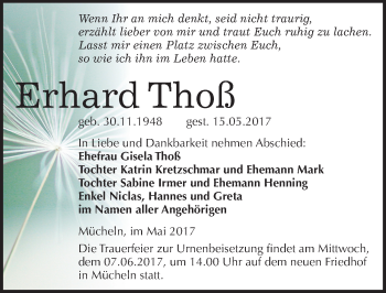 Traueranzeige von Erhard Thoß von Mitteldeutsche Zeitung Merseburg/Querfurt