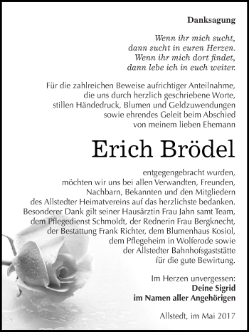 Traueranzeige von Erich Brödel von Super Sonntag SGH Mansf. Land