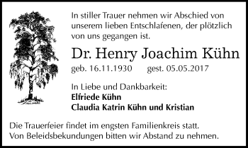 Traueranzeige von Henry Joachim Kühn von Mitteldeutsche Zeitung Köthen