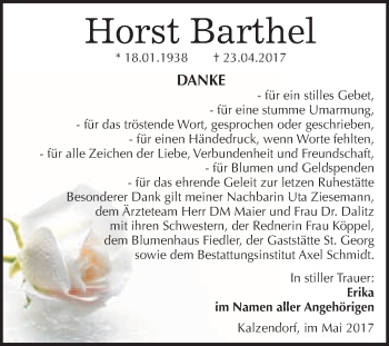 Traueranzeige von Horst Barthel von WVG - Wochenspiegel Merseburg
