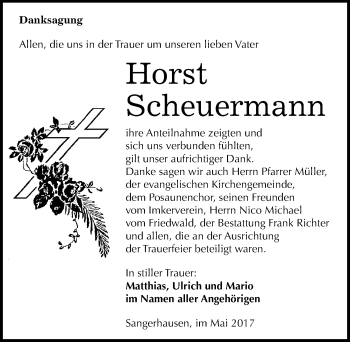 Traueranzeige von Horst Scheuermann von Mitteldeutsche Zeitung Sangerhausen
