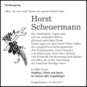 Traueranzeige von Horst Scheuermann von Super Sonntag SGH Mansf. Land