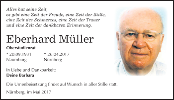 Traueranzeige von Eberhard Müller von Mitteldeutsche Zeitung Naumburg/Nebra