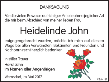 Traueranzeige von Heidelinde John von Mitteldeutsche Zeitung Weißenfels