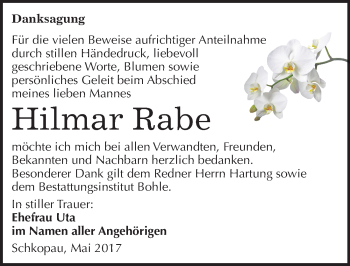 Traueranzeige von Hilmar Rabe von Mitteldeutsche Zeitung Merseburg/Querfurt