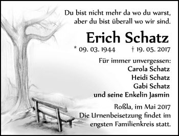 Traueranzeige von Erich Schatz von Mitteldeutsche Zeitung Sangerhausen