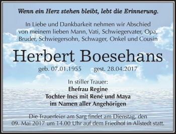 Traueranzeige von Herbert Boesehans von Mitteldeutsche Zeitung Sangerhausen