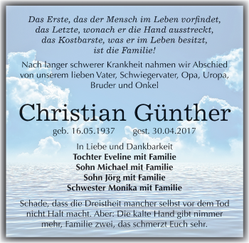 Traueranzeige von Christian Günther von Mitteldeutsche Zeitung Merseburg/Querfurt