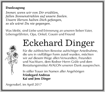 Traueranzeige von Eckehard Dinger von Mitteldeutsche Zeitung Halle/Saalkreis