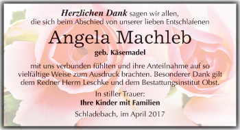 Traueranzeige von Angela Machleb von Mitteldeutsche Zeitung Merseburg/Querfurt