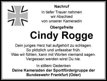 Traueranzeige von Cindy Rogge von Mitteldeutsche Zeitung Halle/Saalkreis