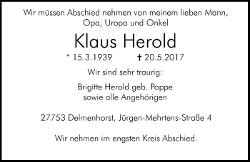 Traueranzeige von Klaus Herold von Mitteldeutsche Zeitung Halle/Saalkreis
