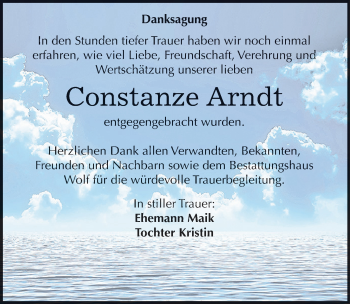 Traueranzeige von Constanze Arndt von Mitteldeutsche Zeitung Weißenfels