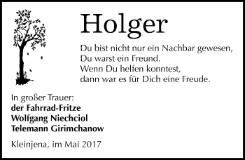 Traueranzeige von Holger  von Mitteldeutsche Zeitung Naumburg/Nebra