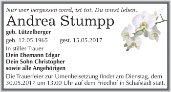 Traueranzeige von Andrea Stumpp von Mitteldeutsche Zeitung Merseburg/Querfurt
