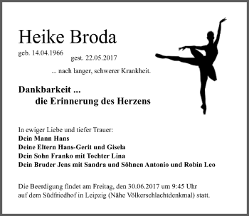 Traueranzeige von Heike Broda von Mitteldeutsche Zeitung Merseburg/Querfurt