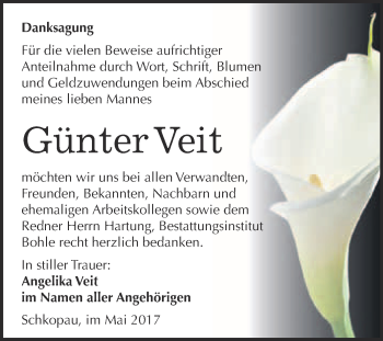 Traueranzeige von Günter Veit von Super Sonntag Merseburg