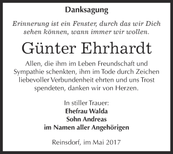 Traueranzeige von Günter Ehrhardt von WVG - Wochenspiegel NMB / WSF / ZTZ