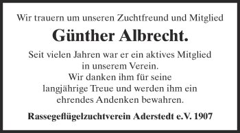 Traueranzeige von Günther Albrecht von Super Sonntag Bernburg