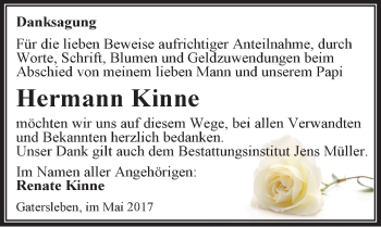 Traueranzeige von Hermann Kinne von Mitteldeutsche Zeitung Aschersleben