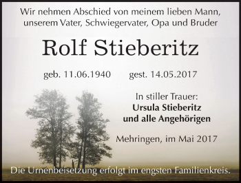 Traueranzeige von Rolf Stieberitz von Mitteldeutsche Zeitung Aschersleben