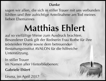 Traueranzeige von Matthias Ehlert von Mitteldeutsche Zeitung Merseburg/Querfurt