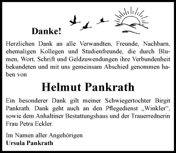 Traueranzeige von Helmut Pankrath von Mitteldeutsche Zeitung Dessau-Roßlau