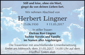 Traueranzeige von Herbert Lingner von Mitteldeutsche Zeitung Dessau-Roßlau