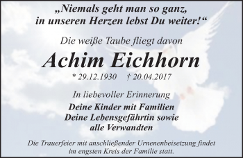 Traueranzeige von Achim Eichhorn von Mitteldeutsche Zeitung Dessau-Roßlau