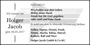 Traueranzeige von Holger Jacob von Mitteldeutsche Zeitung Naumburg/Nebra
