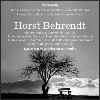 Traueranzeige von Horst Behrendt von WVG - Wochenspiegel Bitterfeld