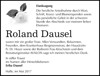 Traueranzeige von Roland Dausel von Mitteldeutsche Zeitung Halle/Saalkreis