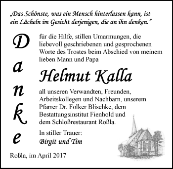 Traueranzeige von Helmut Kalla von Mitteldeutsche Zeitung