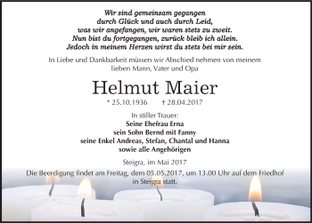 Traueranzeige von Helmut Maier von Mitteldeutsche Zeitung Merseburg/Querfurt