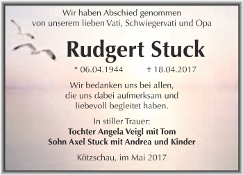 Traueranzeige von Rudgert Stuck von Super Sonntag Merseburg