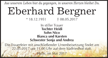 Traueranzeige von Eberhard Bergner von Mitteldeutsche Zeitung Halle/Saalkreis