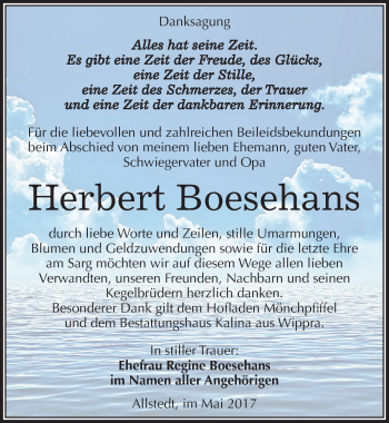 Traueranzeige von Herbert Boesehans von Mitteldeutsche Zeitung Sangerhausen