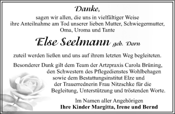 Traueranzeige von Else Seelmann von Mitteldeutsche Zeitung Dessau-Roßlau