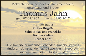 Traueranzeige von Thomas Jahn von Mitteldeutsche Zeitung Bernburg