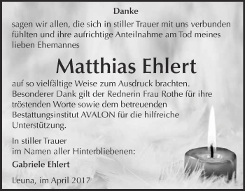 Traueranzeige von Matthias Ehlert von WVG - Wochenspiegel Merseburg