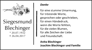 Traueranzeige von Siegesmund Blechinger von Mitteldeutsche Zeitung Halle/Saalkreis
