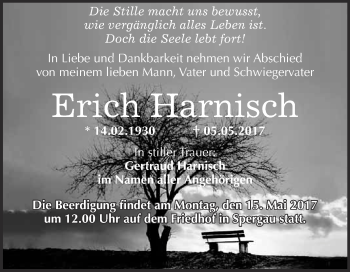 Traueranzeige von Erich Harnisch von WVG - Wochenspiegel Merseburg