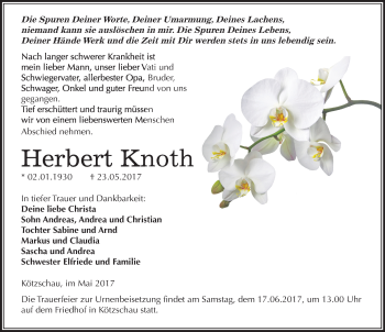 Traueranzeige von Herbert Knoth von Mitteldeutsche Zeitung Merseburg/Querfurt